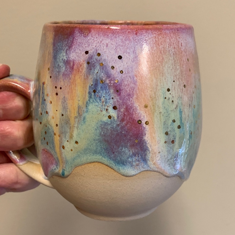 Handcrafted Multicolor Ceramic Mug with gold flecks